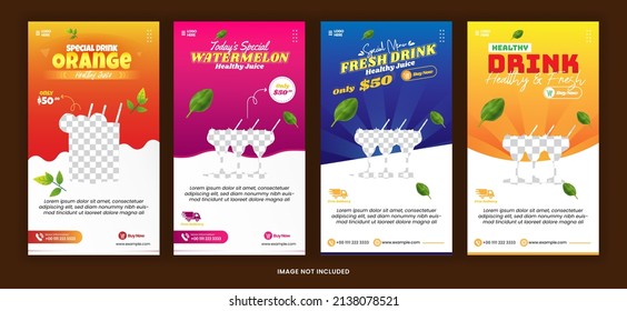 Story Post Bundle fresh drink for Social Media Promotion With Fulcolor Template