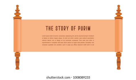 the story of Purim. Jewish ancient scroll. banner template vector illustration