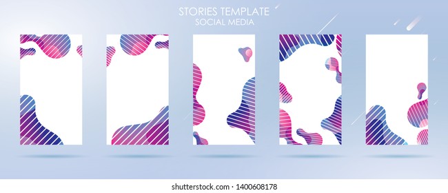 story social media with wave liquid and gradient splashes collection for , can use for sale banner background, photo, summer sale , website, mobile app, poster, flyer, coupon, gift card - Vector