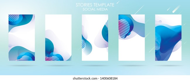 story social media with wave liquid and gradient splashes collection for , can use for sale banner background, photo, summer sale , website, mobile app, poster, flyer, coupon, gift card - Vector