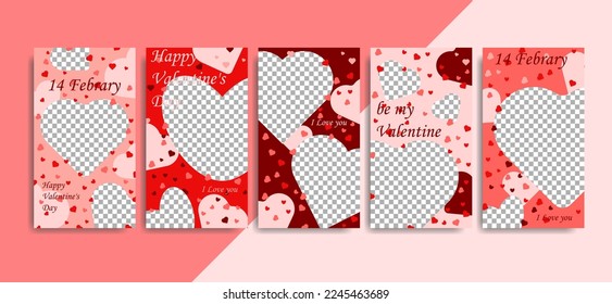Story for social networking for valentine's day with pink tones. The concept of greetings for February 14 in social networks.