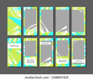 Story template for social media. Editable story cover design for photos. Abstract brush drawing. Vector illustration