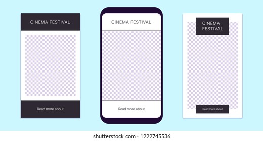 Story template for social media network. Editable story mock up for mobile media in Full HD resolution, with special places to paste photo. Style for Events and entertainment. Vector Eps10