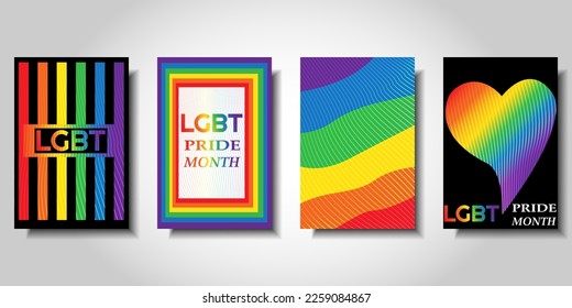 Story Templates. Cover or background for the design of social networks, photos, text, sales and promotions. Decoration in the colors of the rainbow LGBT flag. EPS10