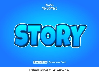 The story text effect is blue with a graphic style and can be edited.