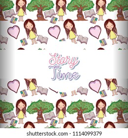 Story time books background pattern
