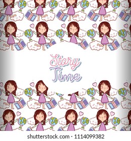 Story time books background pattern