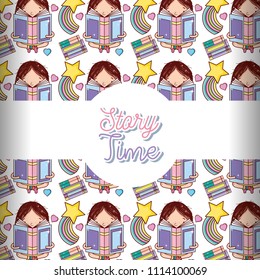 Story time books background pattern