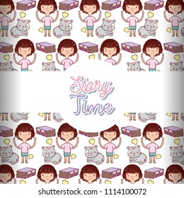 Story time books background pattern