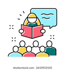 story time in children library color icon vector. story time in children library sign. isolated symbol illustration