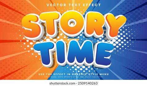 Story Time Comic Style 3d editable text effect Template