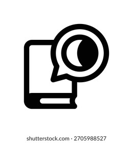 Hora de la historia. Icono de Vector de trazo delineado con detalles rellenos de negro.