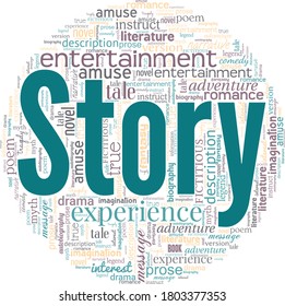 Story vector illustration word cloud isolated on a white background.