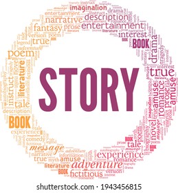 Story vector illustration word cloud isolated on a white background.