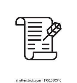 Story Writing Vector Outline Icon Style Illustration. EPS 10 File