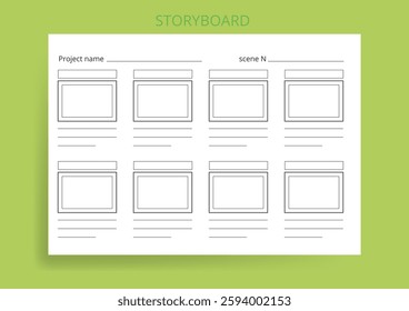 Storyboard Animation Sheet Isolated Vector Background 