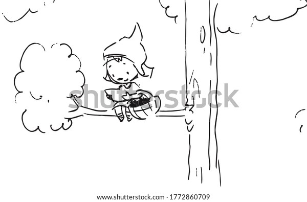 Storyboard Cartoon Little Red Riding Hood Stock Vector Royalty Free
