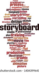Storyboard cloud concept. Collage made of words about storyboard. Vector illustration