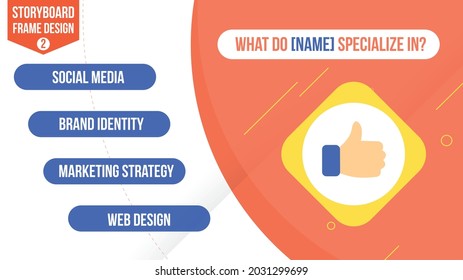 Storyboard frame template design. Layered vector illustration for explainer video.