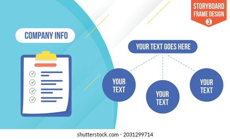 Storyboard frame template design. Layered vector illustration for explainer video.