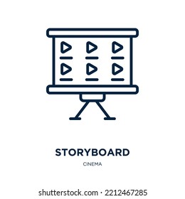 storyboard icon from cinema collection. Thin linear storyboard, video, production outline icon isolated on white background. Line vector storyboard sign, symbol for web and mobile