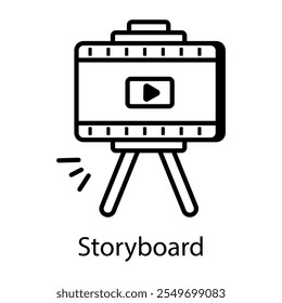 Ícone de storyboard em estilo linear