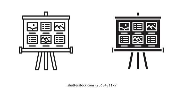 Storyboard icons in outline and fill. vector illustration for ui.