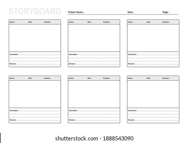 Storyboard layout  and template for film or animation on white background.