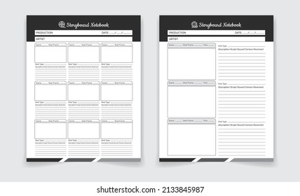 Storyboard notebook page template Design