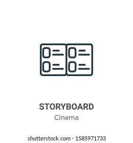 Storyboard outline vector icon. Thin line black storyboard icon, flat vector simple element illustration from editable cinema concept isolated on white background