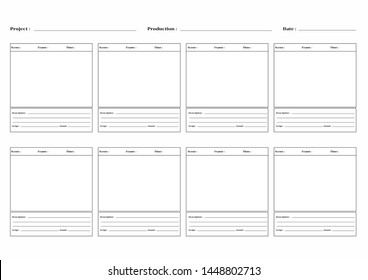 Storyboard template isolated on white background.