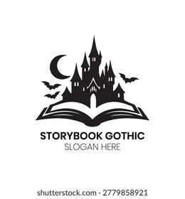 Storybook Gothic Logo, Storybook Gothic Logo, Storybook Gothic Logo represents dark fantasy branding, gothic storytelling identity, mystical fairytale concept, vintage horror aesthetic mark, and creative narrative visual design for publishing or fantasy brands