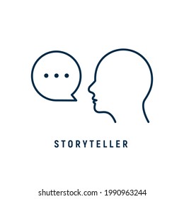 Storyteller Brand Digital Logo Icon. Story Teller Illustration Badge Vector Icon