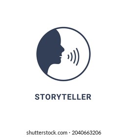 Storyteller Brand Digital Logo Icon. Story Teller Illustration Badge Vector Icon