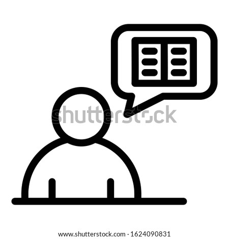 Storyteller thinking icon. Outline storyteller thinking vector icon for web design isolated on white background