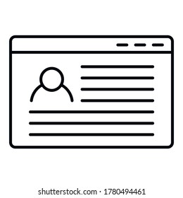 Storyteller web page icon. Outline storyteller web page vector icon for web design isolated on white background