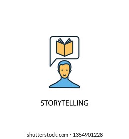 storytelling concept 2 colored line icon. Simple yellow and blue element illustration. storytelling concept outline symbol design