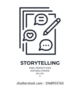 Storytelling concept editable stroke outline icon isolated on white background flat vector illustration. Pixel perfect. 64 x 64.
