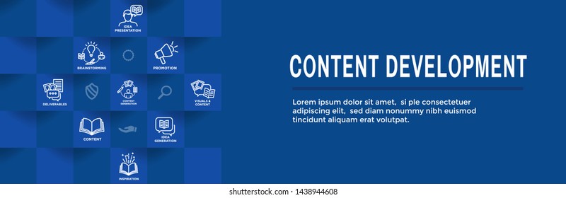 Storytelling Content Development Icon Set and Web Header Banner