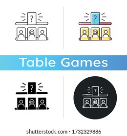 Storytelling Game Icon. Entertaining Family Pastime, Fun Recreation. Game Night Activity. Linear Black And RGB Color Styles. Play Of Creativity And Imagination. Isolated Vector Illustrations