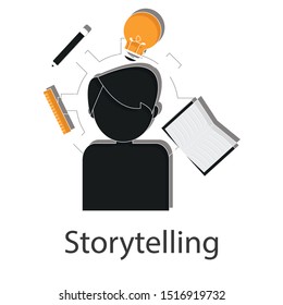 Storytelling icon concept on white back ground. Business creative idea design. Flat vector illustration use for you mobile app.