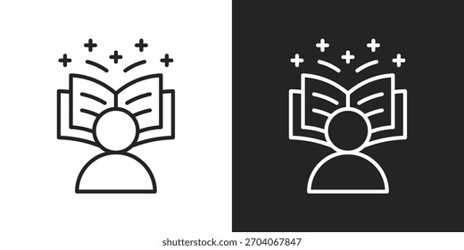 Icono De Narración De Historias En Versión De Línea Sobre Fondo Blanco Y Negro