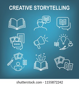 Storytelling Icon With Photo, Speech Bubbles, And Person Telling A Brand - Advertising Story