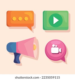 Storytelling icon set on yellow background