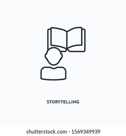 storytelling outline icon. Simple linear element illustration. Isolated line storytelling icon on white background. Thin stroke sign can be used for web, mobile and UI.