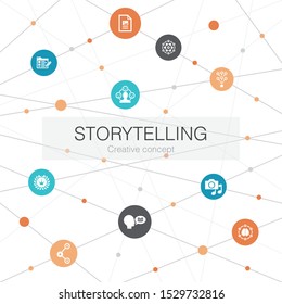 storytelling trendy web template with simple icons. Contains such elements as content, viral, blog