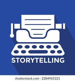 storytelling, typewriter icon, vintage, linear style, vector illustration 
