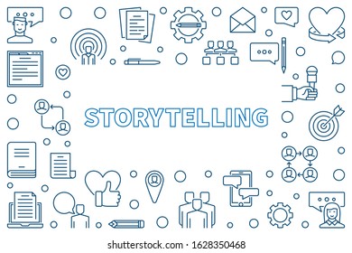 Storytelling vector concept horizontal frame or illustration in thin line style