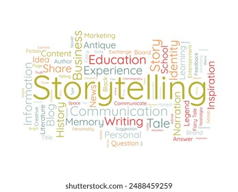 Storytelling wordcloud template. Literature concept vector background.