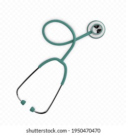 Stothoscope 3d render. Health care banner concept. Diagnostics of heart and lung health. Medical equipment.  Vector illustration